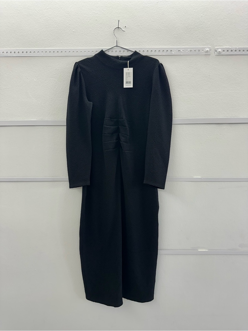 SEED HERITAGE Black Long Sleeve Midi Dress with Front Pleat Detail